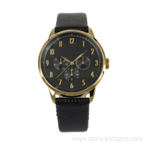 Men's style wristwatches in stainless steel case and genuine leather strap, Japan movement 3ATM WRC